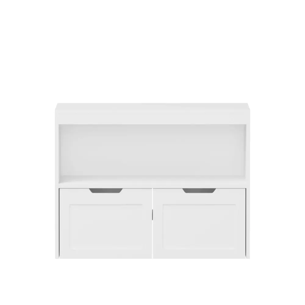 Book Organizer Large Drawers And Open Shelves, Toy Storage Cabinet Replaceable Wheels And Rounded Edges - White | Non-Toxi...