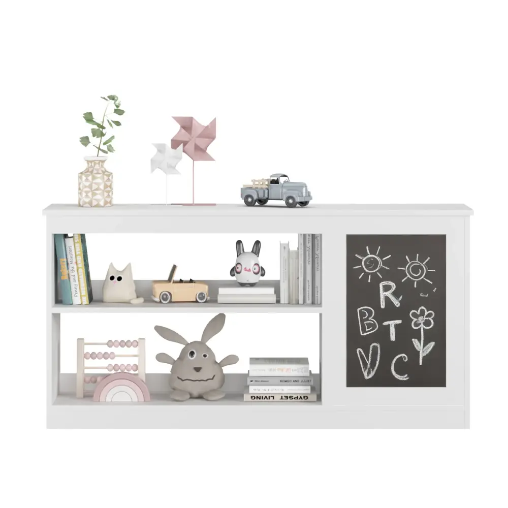 3 1 Bookshelf And Toy Storage Cabinet Chalkboard, Organizer Playroom Featuring And Spacious Storage - Alabaster