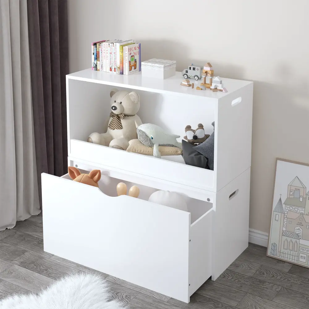 Safety Rounded Open Toy Storage Box Kids, Organizer Bin Plush Toys, Books - Chalk