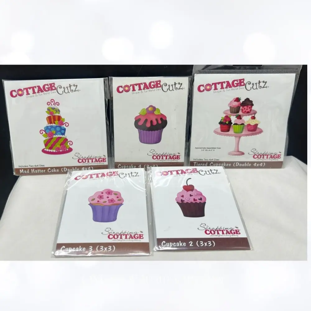 Cottage Cutz CUPCAKES Birthday Cake Dies Lot 5