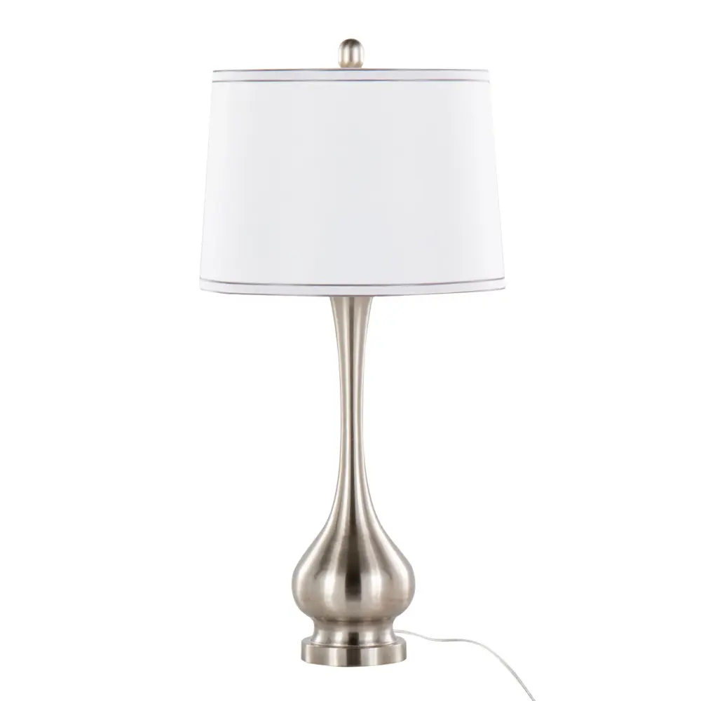 Cairo - Contemporary Table Lamp adjust 2) - Nickel / White / Silver Trim