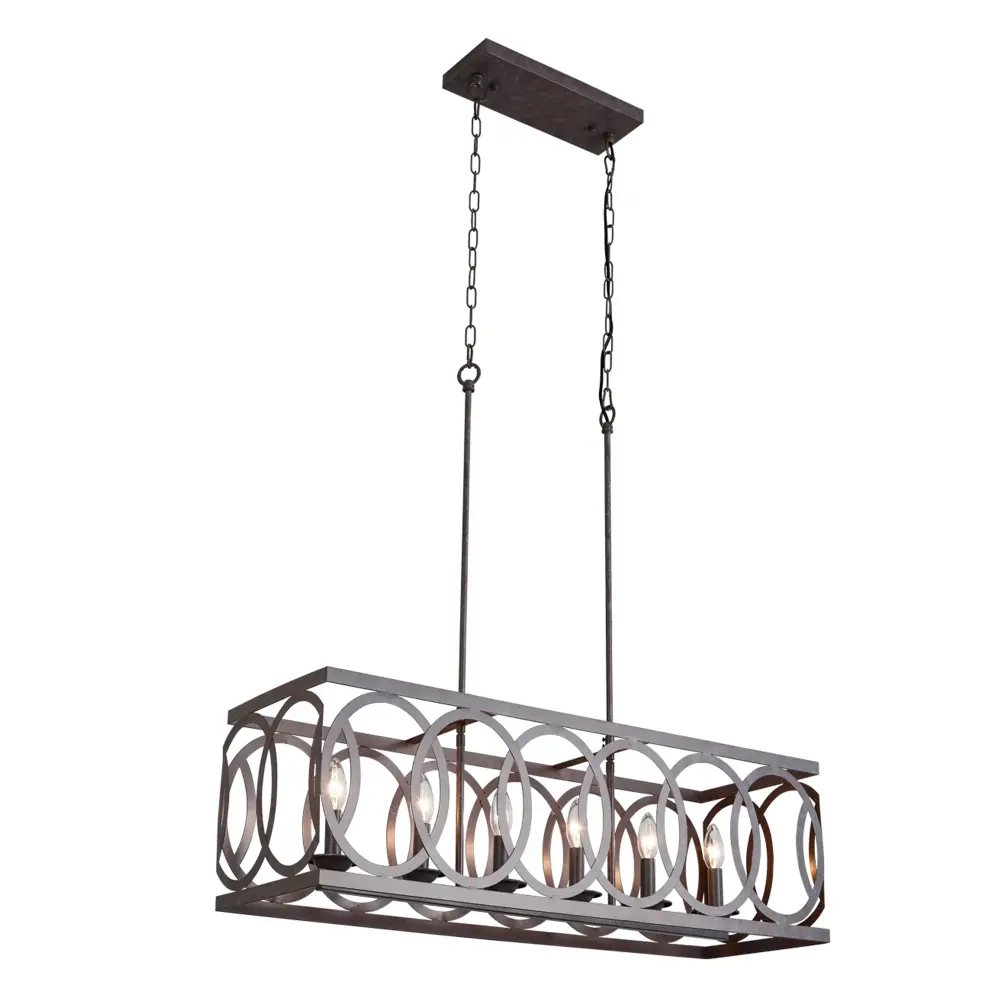 Maxax 6 -Lantern rectangular chandelier wrought iron decoration#19148