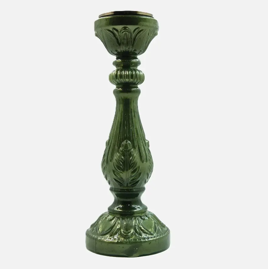 3d pattern Mercury Glass Candle Holder, Green