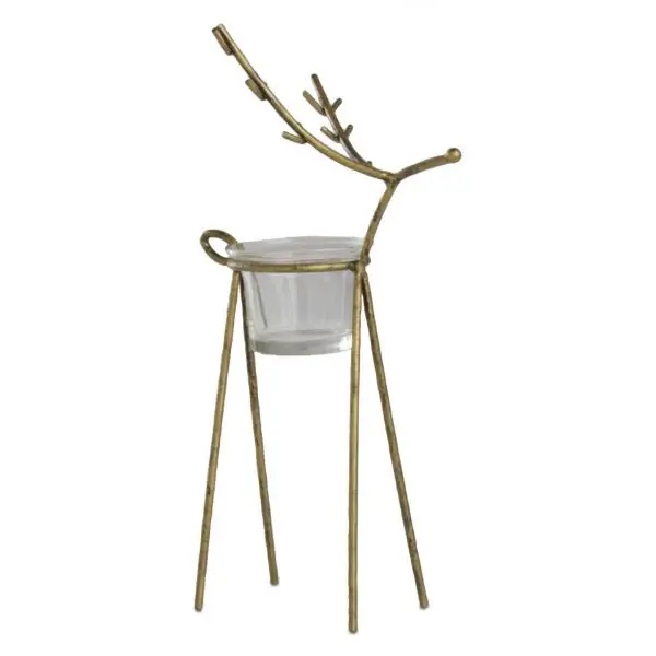 Reindeer Tealight Holder - antique golden