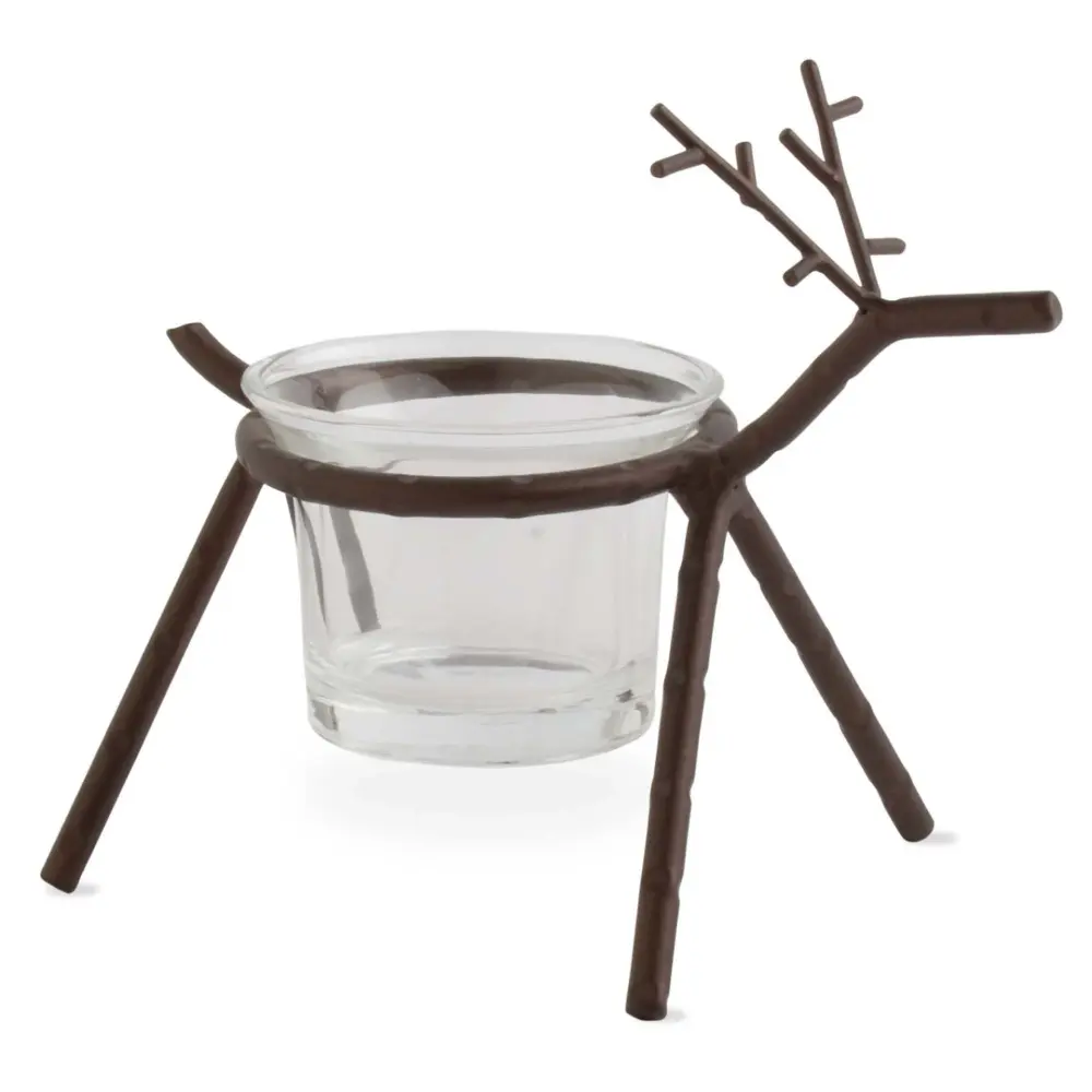 Woodland Reindeer Tealight Holder - Antique Copper-brown