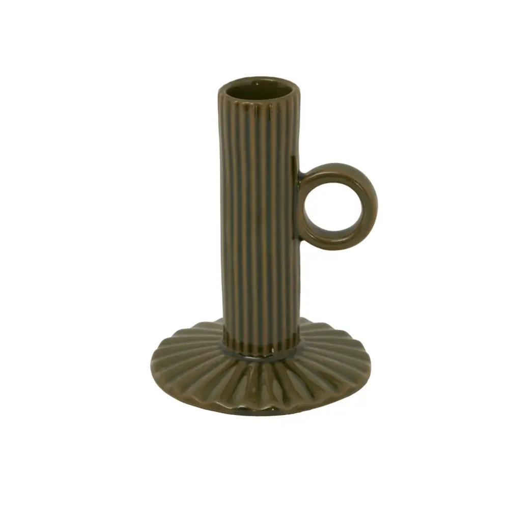 Alora Clay Taper Candle Holder - Olive