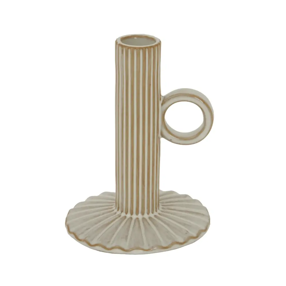 Alora Pottery Taper Candle Holder - Cream