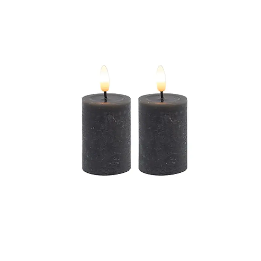 Flameless Pillar Candles, Pewter