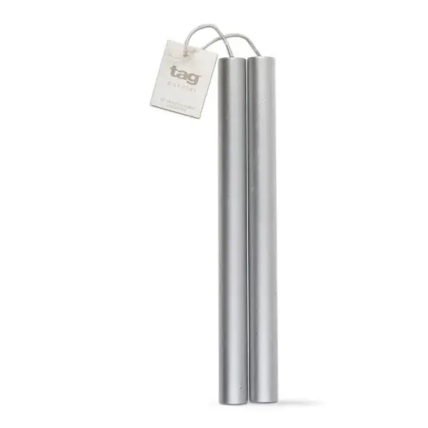 10 inch straight metallic candle place 2 - Silver