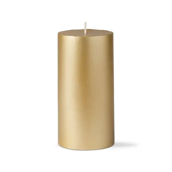 Metallic Golden Pillar Candle 3x6