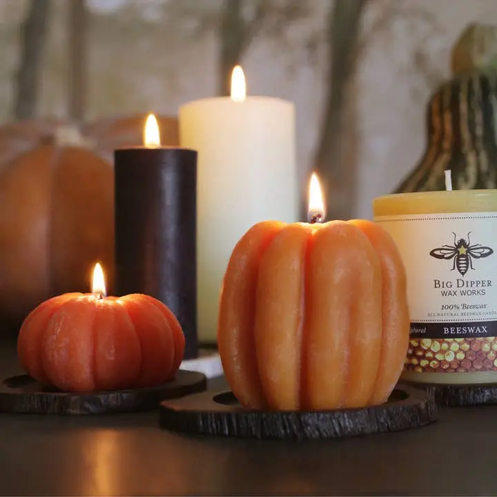 Pumpkin Candles – 100% Genuine Beeswax – 3 Sizes Available