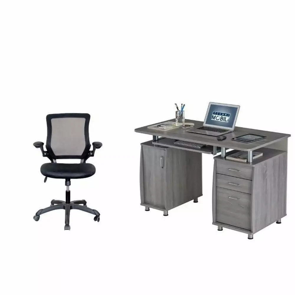 2 Piece Office Set Office Chair and Desk Gray and Black Complete Workstation Home Square