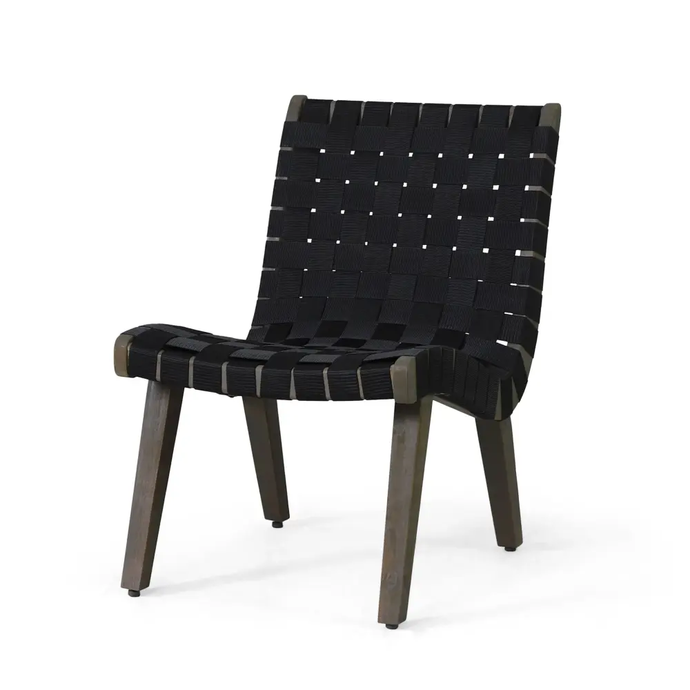 Lounge Chair Stunning Rope Weave Design, (Set 2) - Jet-black