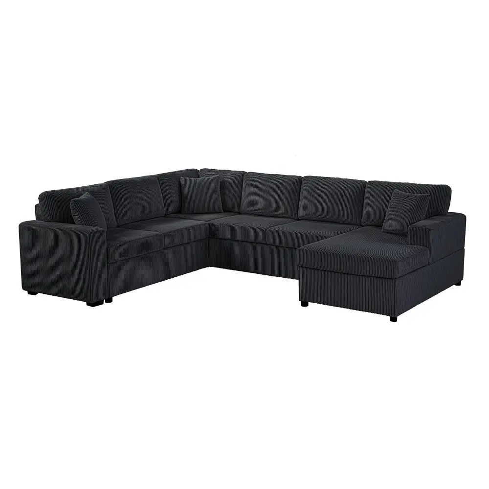 Oversized Sectional U-Shaped Sofa Chaise Lounge And Three Soft Throw Pillows