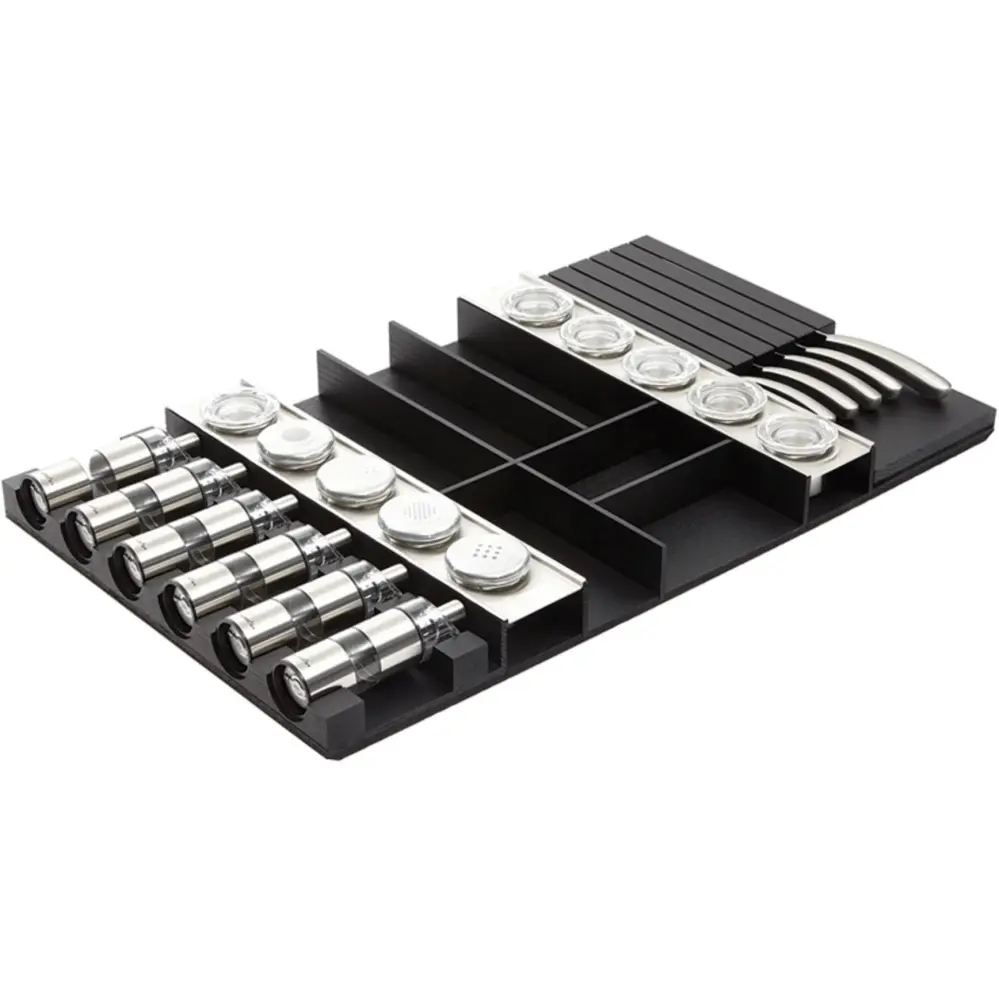 nobilia wooden cutlery insert ash jet-black knife block and insert spice mills and BE-MGG80N 80 cm