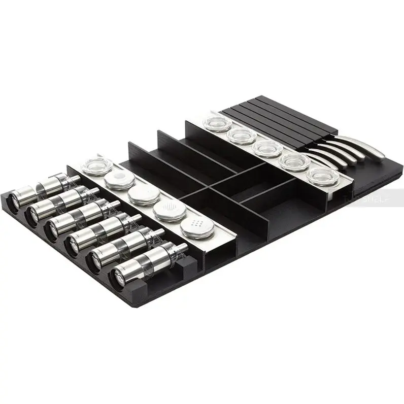 nobilia wooden cutlery insert ash jet-black knife block and insert spice mills and BE-MGG80N 80 cm