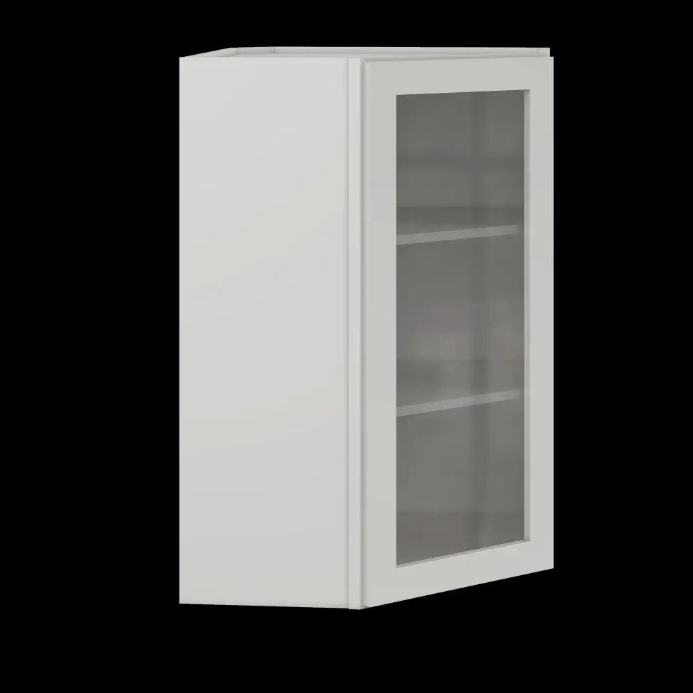 Frosted Glass Door Diagonal Corner Wall Kitchen Cabinet DCMD2436 Milan Pearl 24 . width 36 . height 12 . depth