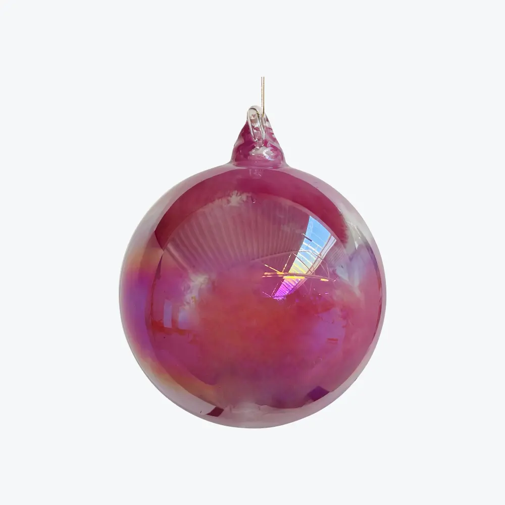 Coral Lustered Glass Ball Ornament