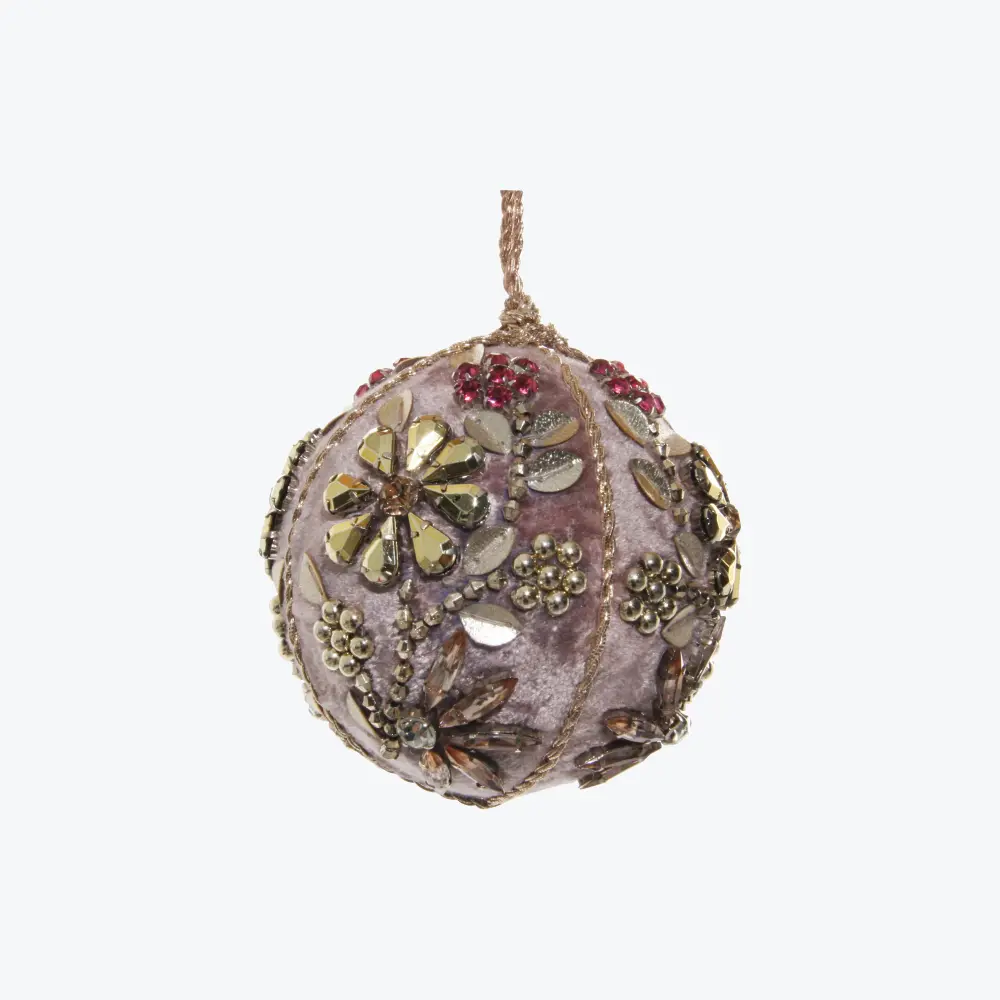 Floral Embroidered Ball Ornament Family Tree