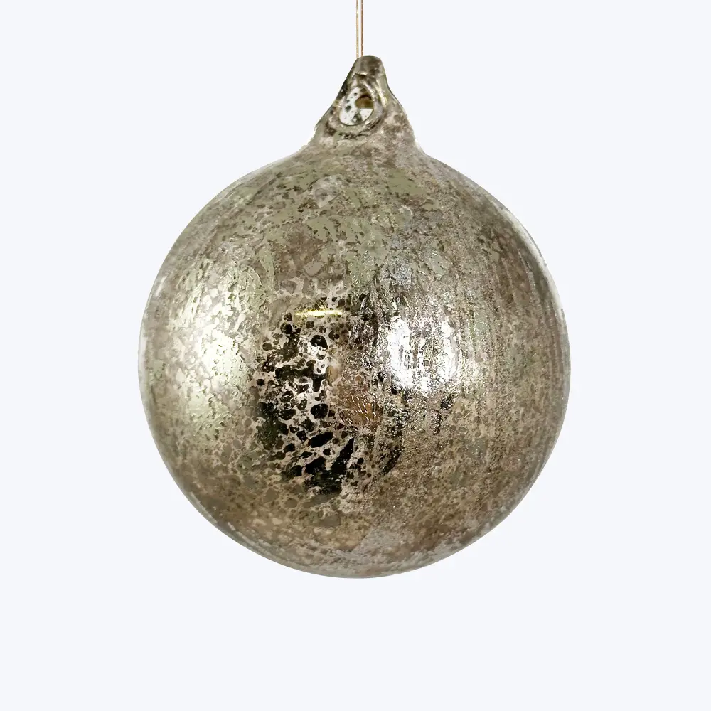 Glittered Snowflake Sugared Line Glass Ball Ornament