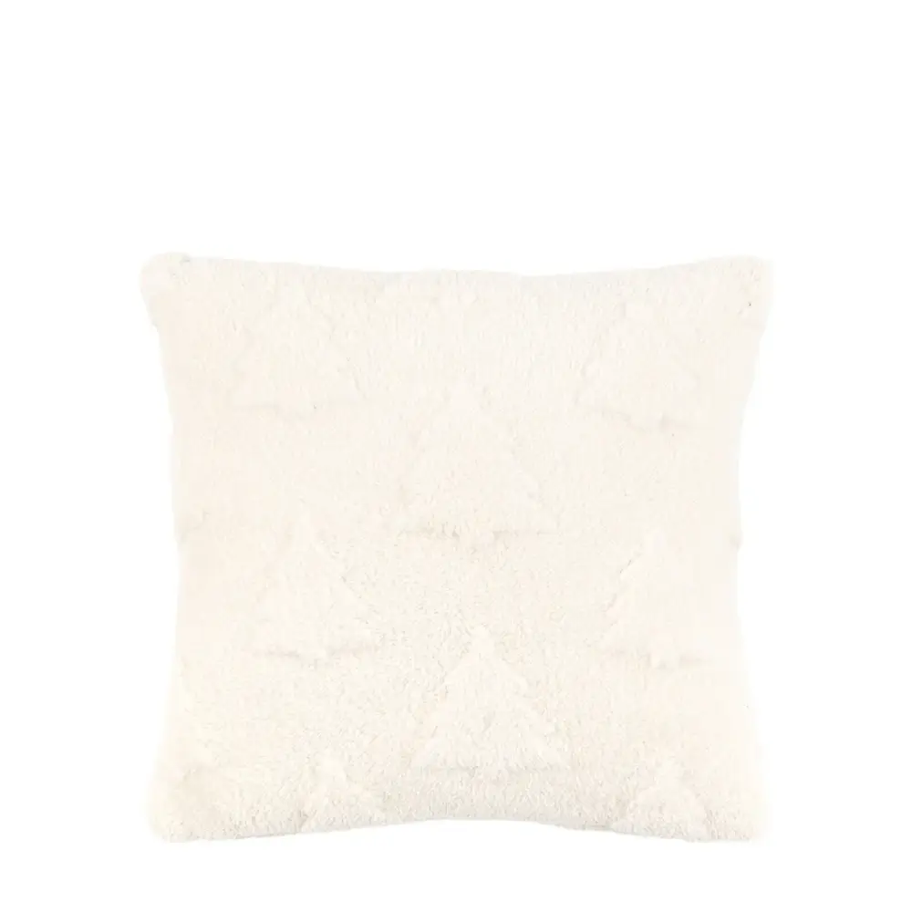 Deco Luxe Christmas Tree Sherpa Cushion - Cream