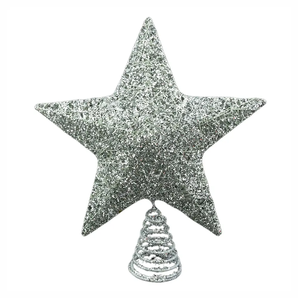 LED Illuminated Christmas Tree Topper Star Glitter, 12" platinum