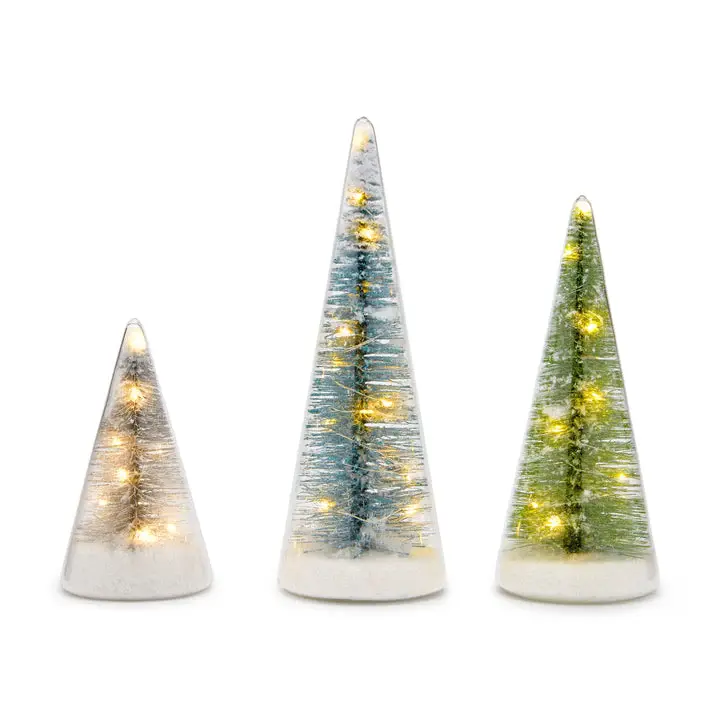 Winter Spruce LED Glass Lighted Trees - Adjust 3