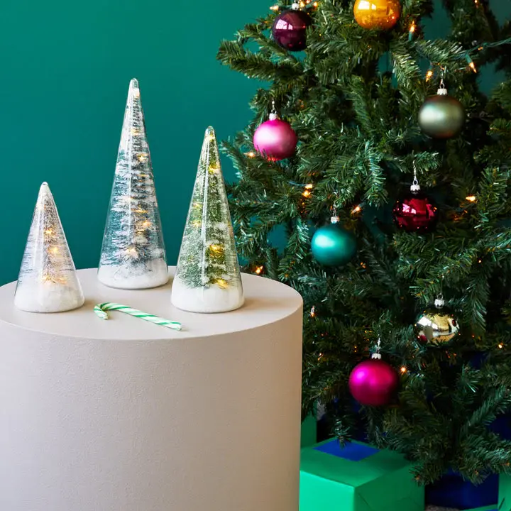 Winter Spruce LED Glass Lighted Trees - Adjust 3