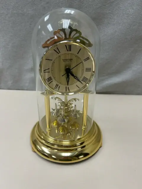 Industrial Metal GILDED CLOCK GLASS CLOCHE