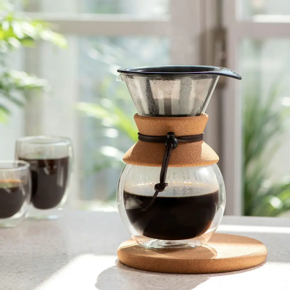 Pour Over Coffee Maker 8 cup, paired wall, Cork