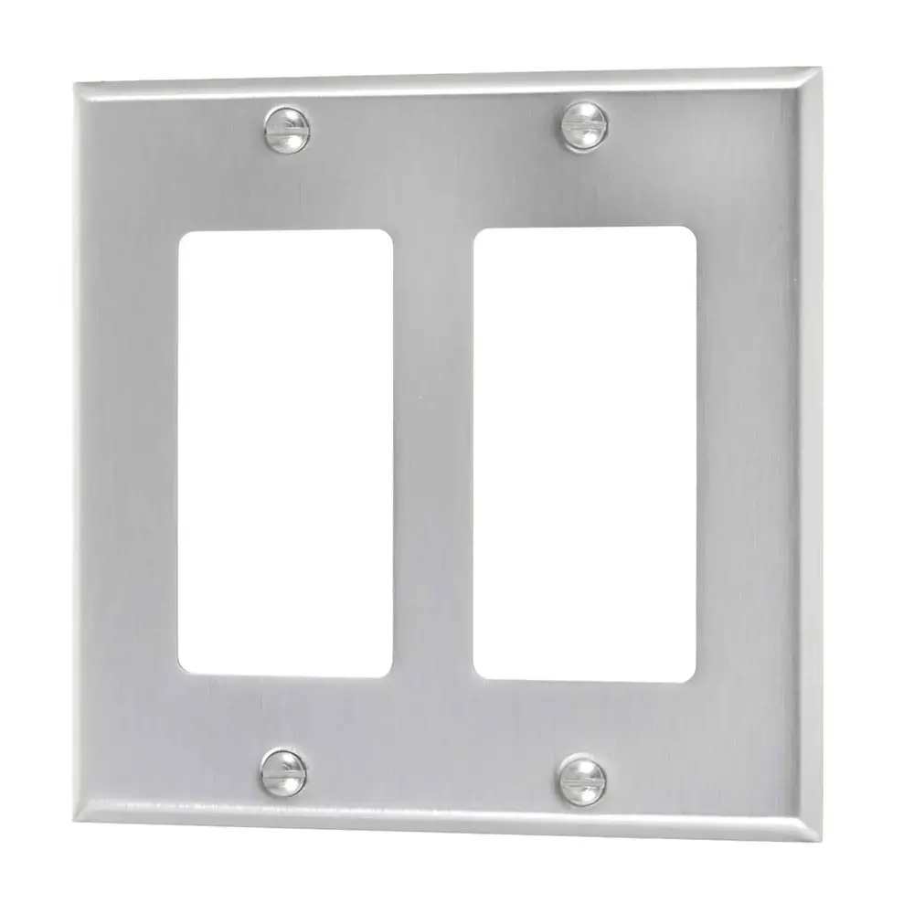2-Gang Decora Wallplate, Stainless Metal