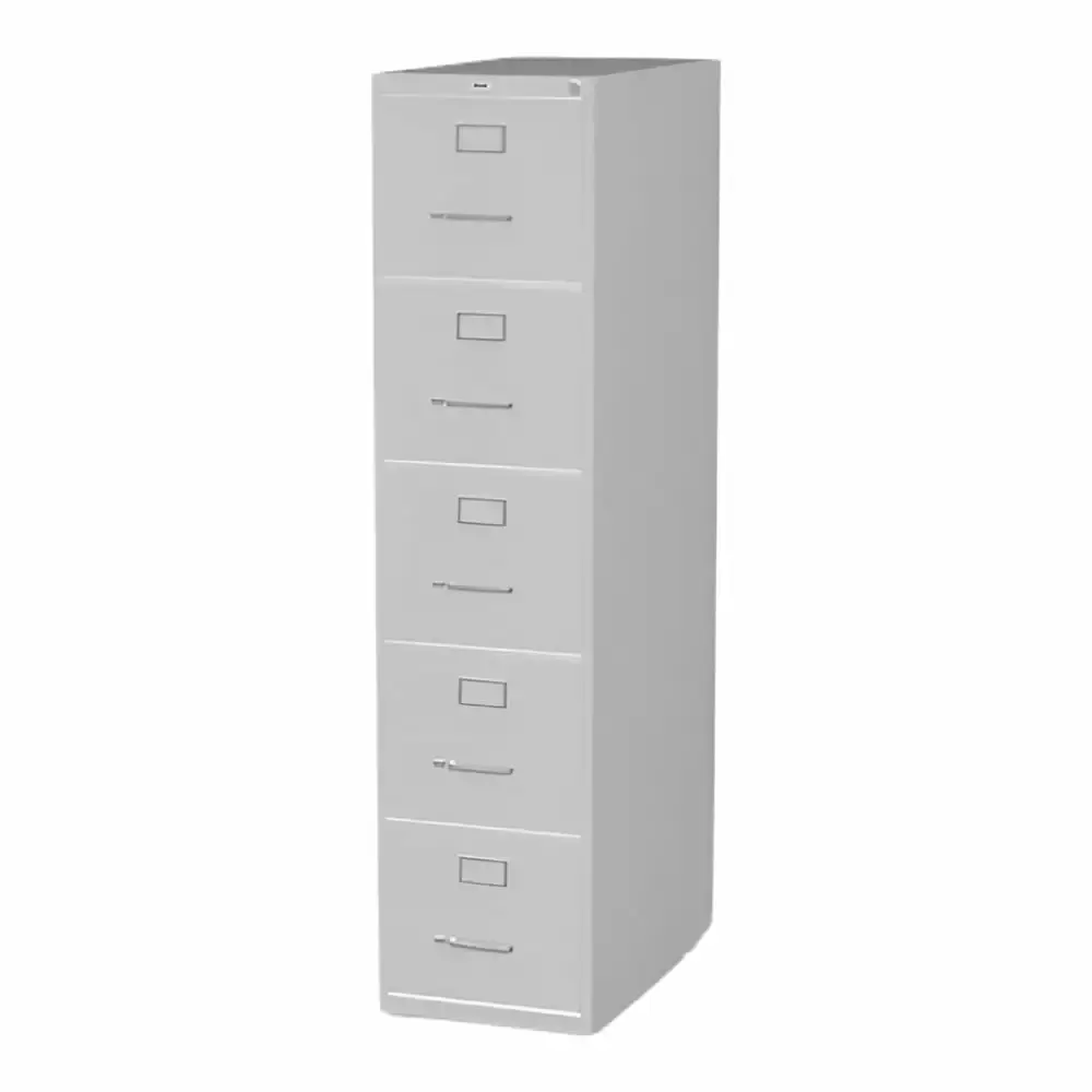 Lorell Commercial Grade Vertical File Cabinet 5 Drawer Letter Security Lock Light Gray Steel
