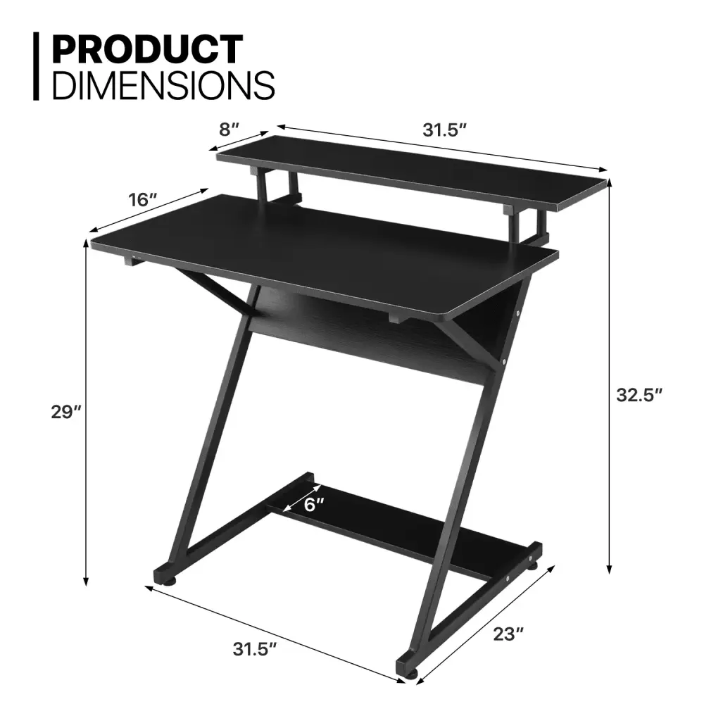 MoNiBloom Computer Desk Monitor Shelf, Host Rack & Ergonomic Rolling Swivel Task Chair - Black