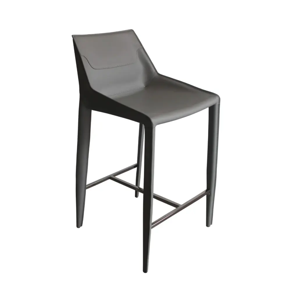 Modrest Halo - Modern Portable Grey Saddle Leather Counter Stool