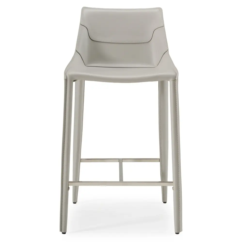 Modrest Halo - Modern Portable Grey Saddle Leather Counter Stool