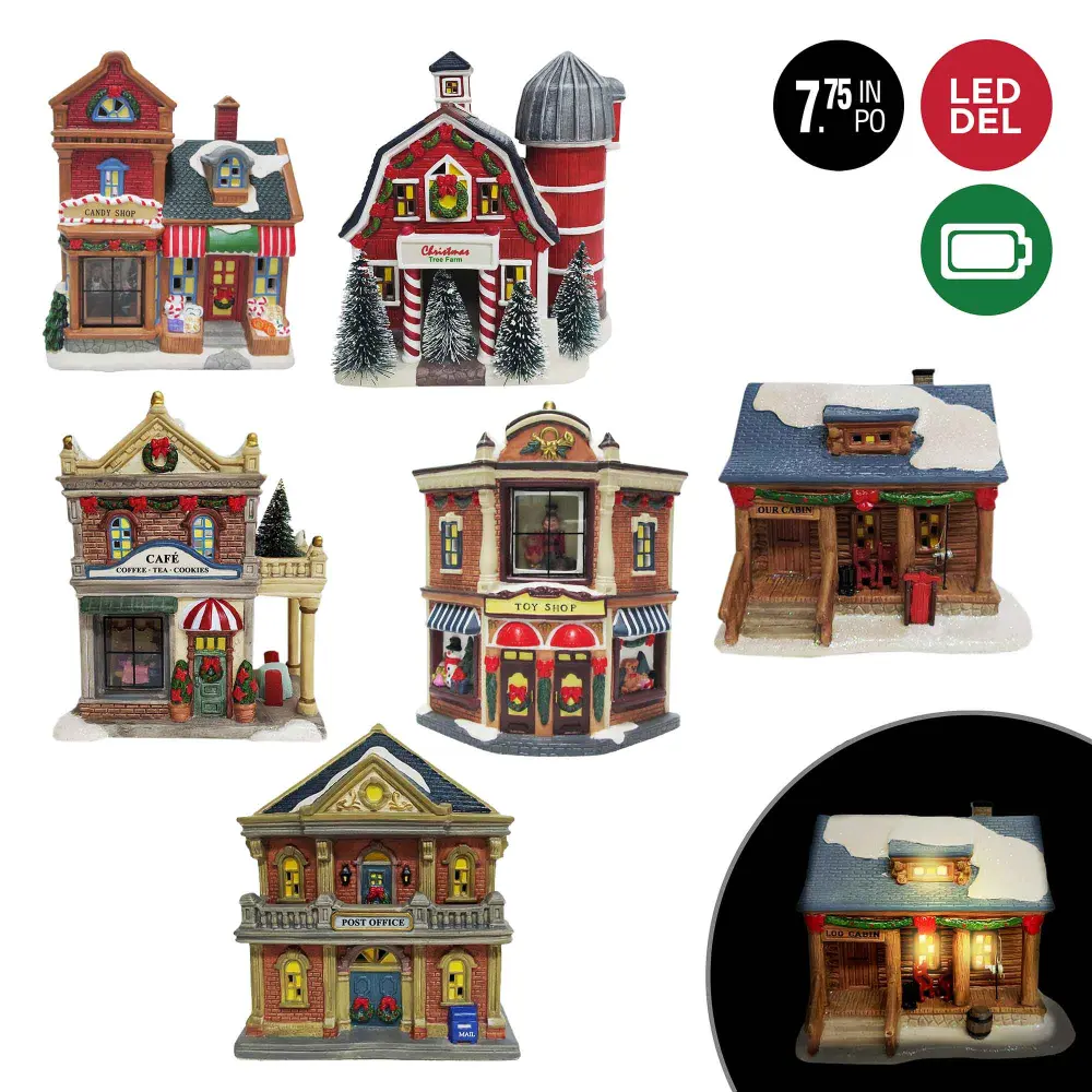 Ceramic Light-Up House 7.5'', Choice between 6 Models