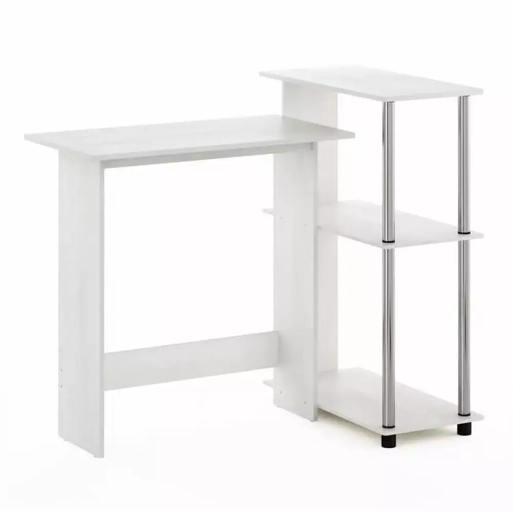 Abbott Corner Computer Desk Bookshelf White Oak & Stainless Steel Lauren Ralph Lauren