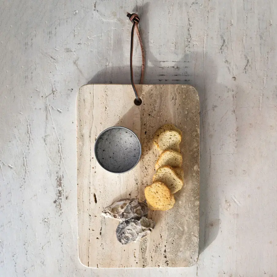 Premium Stainless Steel Travertine Cheese/Cutting Board