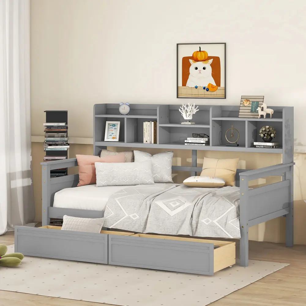 Daybed, Slat Support, Bedside Shelves And 2 Drawers Wedding Registry