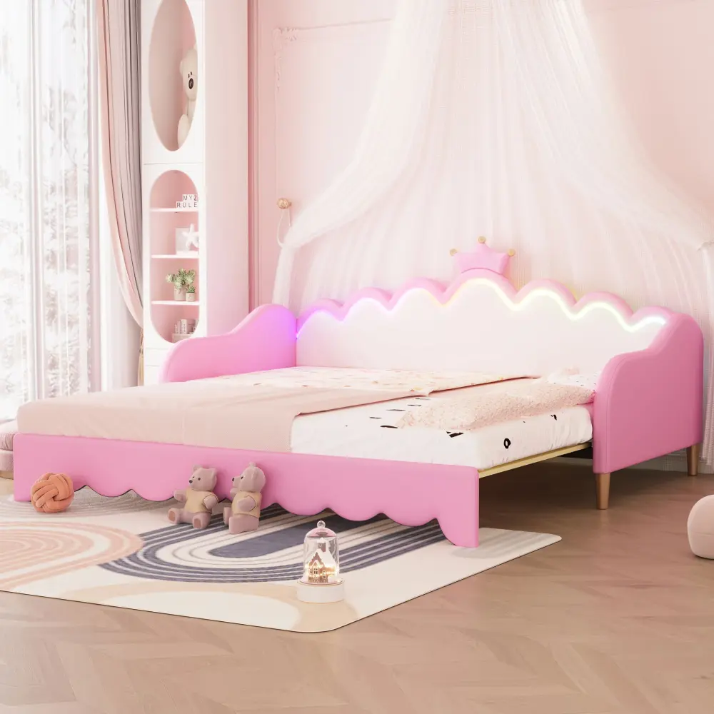 Extending Daybed LED Lights, Current Upholstered Princess Daybed Crown Headboard