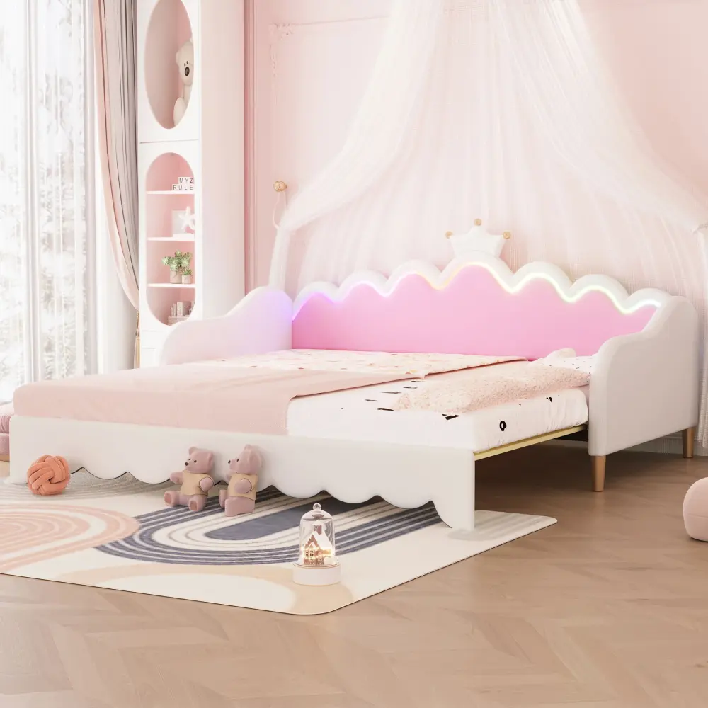 Extending Daybed LED Lights, Current Upholstered Princess Daybed Crown Headboard