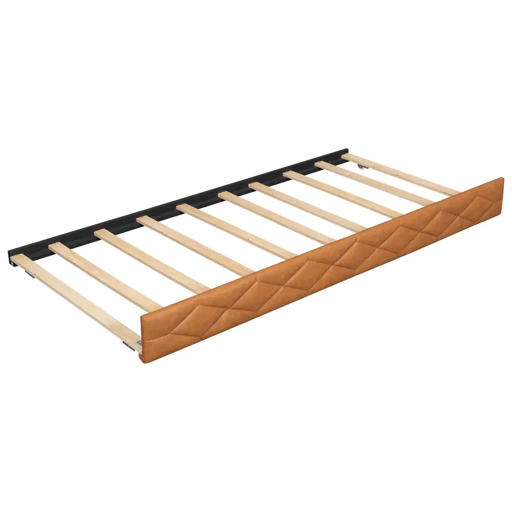 Upholstered Full Extended Daybed Trundle And LED Armrests - Brown Coastal Blue