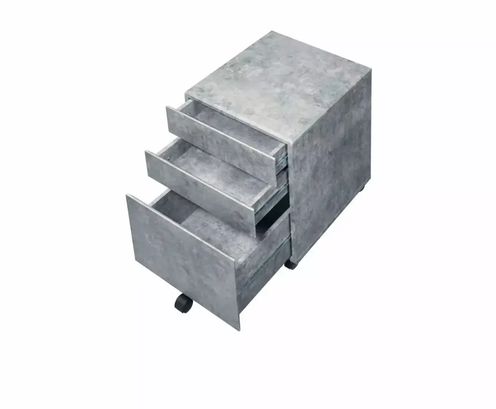 DeeHome ACME Jurgen File Cabinet Faux Concrete & Silver 92909