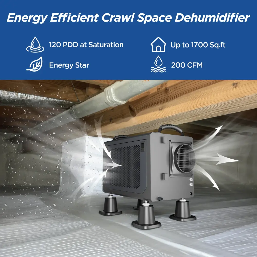 AVAHUM 120 Pints Crawl Space Dehumidifier Basement, Commercial Dehumidifier Drainage Hose, Coverage Area 1700 Sq.ft
