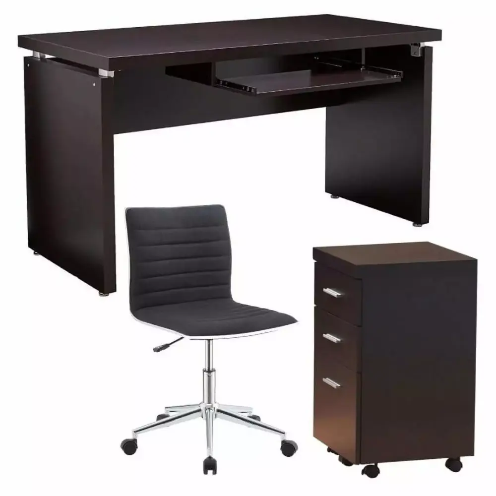Home Square 3-Piece Office Set Writing Desk Chair and Mobile File Cabinet