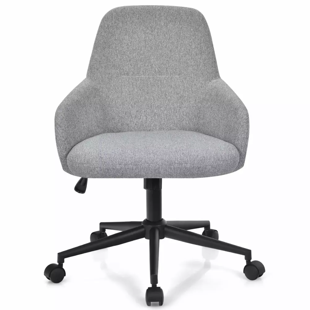 Giantex Upholstered Office Desk Chair Ergonomic Rocking Backrest and Linen Fabric Cover