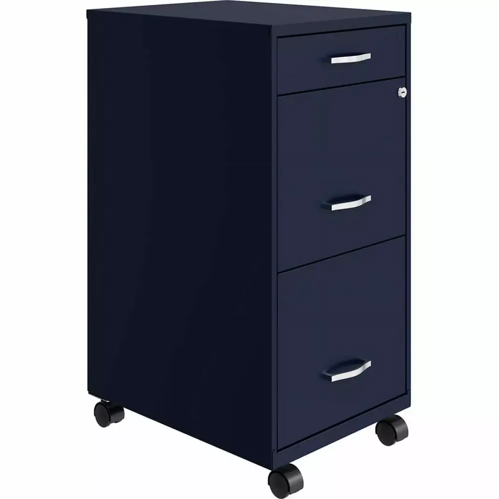 Home Square 2-Piece Set Mobile Desk & 3 Drawer File Cabinet Navy Home Office