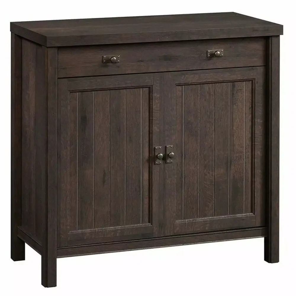 Home Square 2-Piece Set Executive Desk and Library Base Cabinet Coffee Oak