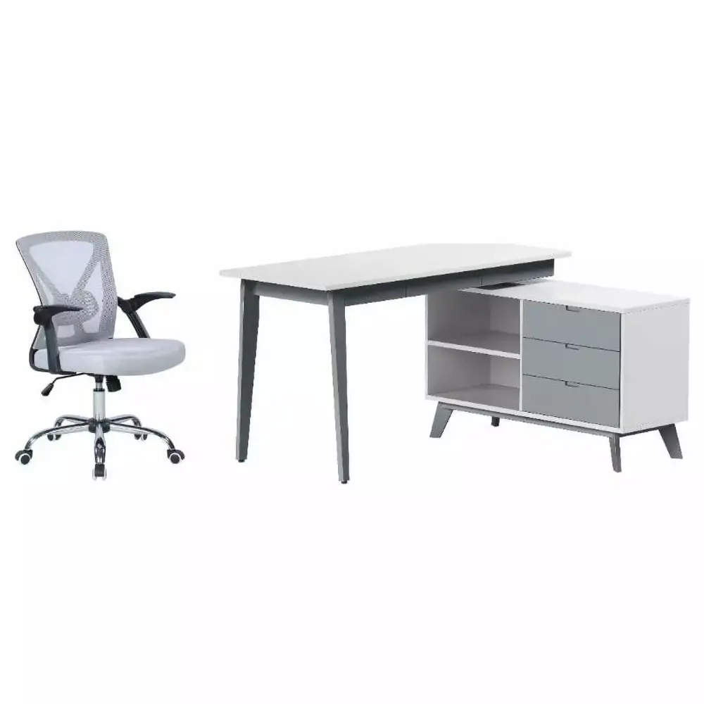 Home Square 2 Piece Set Computer Desk and Mesh Ergonomic Computer Chair