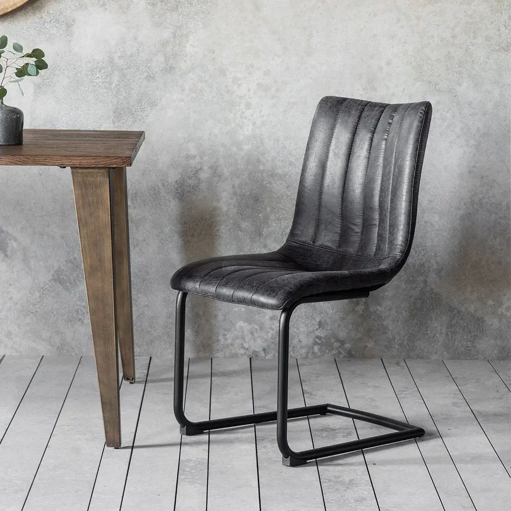 Edington Adjust 2 Dining Chairs - Faux Grey Leather